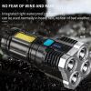 Spotlight Four-Eye Strong Light Flashlight USB Rechargeable Flashlight Portable Spotlight Long-Range Shot Cob Flashlight