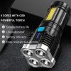 Spotlight Four-Eye Strong Light Flashlight USB Rechargeable Flashlight Portable Spotlight Long-Range Shot Cob Flashlight