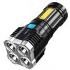 Spotlight Four-Eye Strong Light Flashlight USB Rechargeable Flashlight Portable Spotlight Long-Range Shot Cob Flashlight