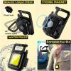 Cob Keychain Work Light 800 Lumens Rechargeable Waterproof Portable Led Small Flashlights 4 Modes (2 Pack)