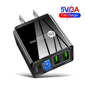 36W PD20W EU/US/UK Plug 4USB Charger Quick Charge 3.0 For Phone Adapter For Huawei IPhone Portable Wall Mobile Charger Fast Charger (Color: Black UK)