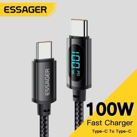 Essager 100W USB Type C To USB C Cable Display 5A Fast Charging USB C Data Cord For Huawei Samsung S22 Poco F3 Laptop IPad (Items: 100W USB To C, size: 1m-39inch)