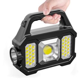 Portable Camping Fishing Multi-Modes Solar Powered USB Rechargeable Light (Color: Black A)