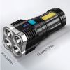 4-core Led Multi-functional Bright Flashlight COB Side Light Outdoor Portable Home USB Rechargeable Flashlight